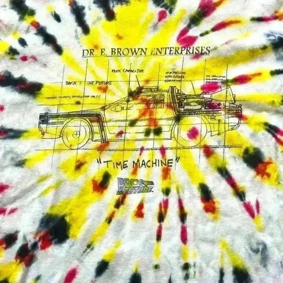 Back to the Future Doc Brown Blueprint Time Machine T-Shirt XXL - Picture 2 of 4